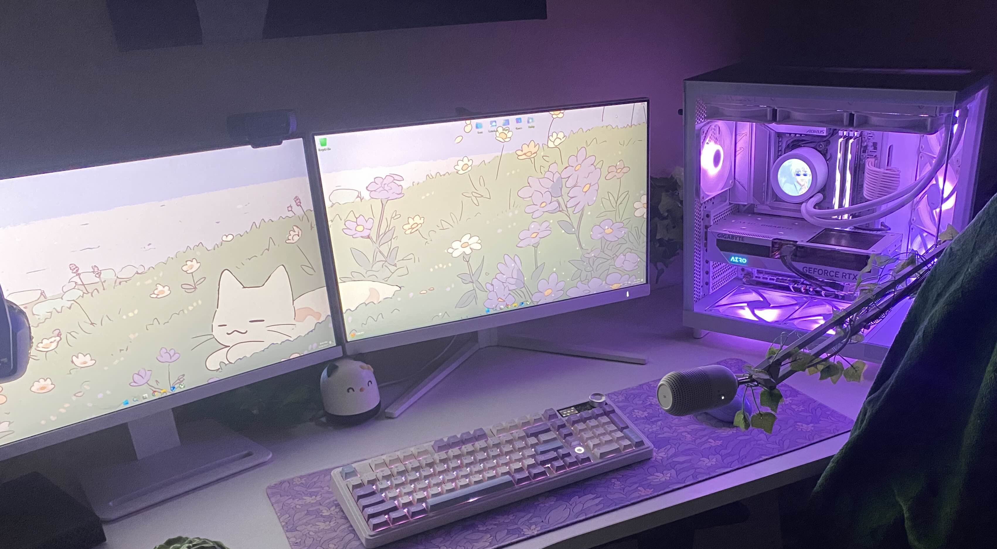 A balanced dual-monitor setup paired with a warm-tone RGB system. This build focuses on comfort, productivity, and smooth gaming, with subtle lighting that enhances the entire workstation.