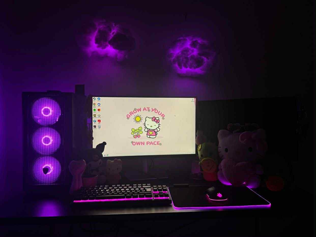 A striking purple-themed gaming tower with bold front and interior lighting. Its strong illumination highlights the internal components, making it ideal for anyone who wants their rig to stand out.